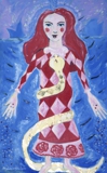 oil & mixed media on canvas 4"x2" Kundalini Girl II