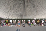 Sunbathers outside British Pavilion Shanghai Expo