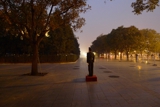 On duty Tiananmen Square at sunset