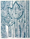 linocut in teal ink, limited edition, for sale
